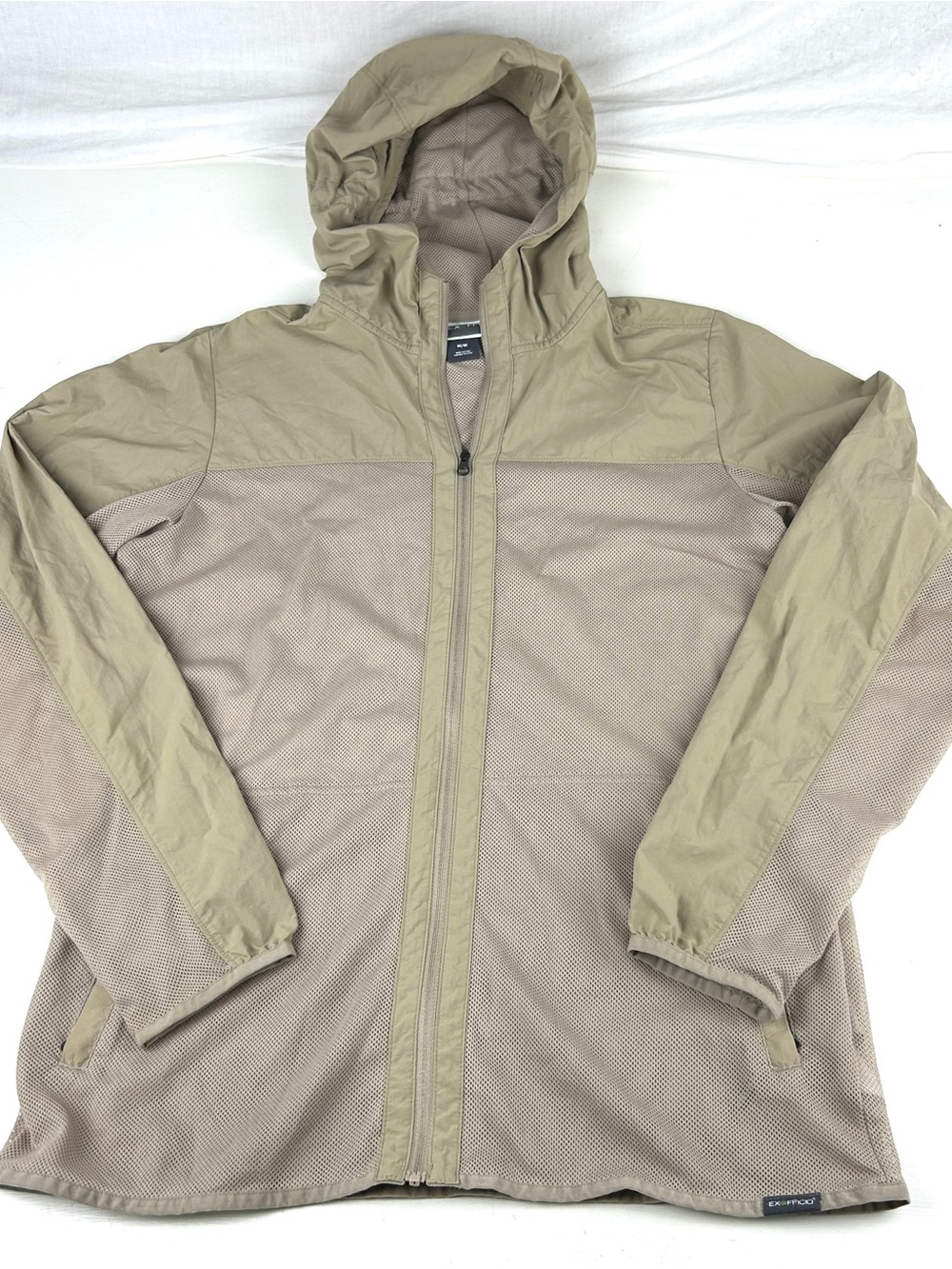 ExOfficio Jacket Womens Medium Beige Insect Shield Mesh Full Zip Hoodie